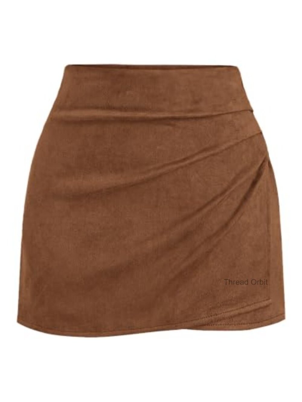 Faux Suede Mini Skort Ruched Wrap High Waist Women's Skirt